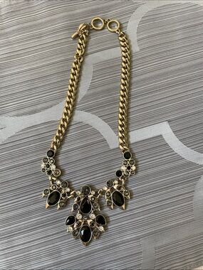 Givenchy Gold and Black Crystal Bib Necklace